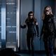 Juliana Harkavy as Dinah Drake/Black Canary and Katie Cassidy as Laurel Lance/Black Siren in Arrow’s seventh season.